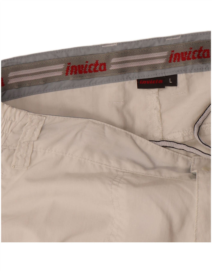 Invicta Herren Cargo-Bermudashorts, Größe L, W34, Weiß, Polyamid