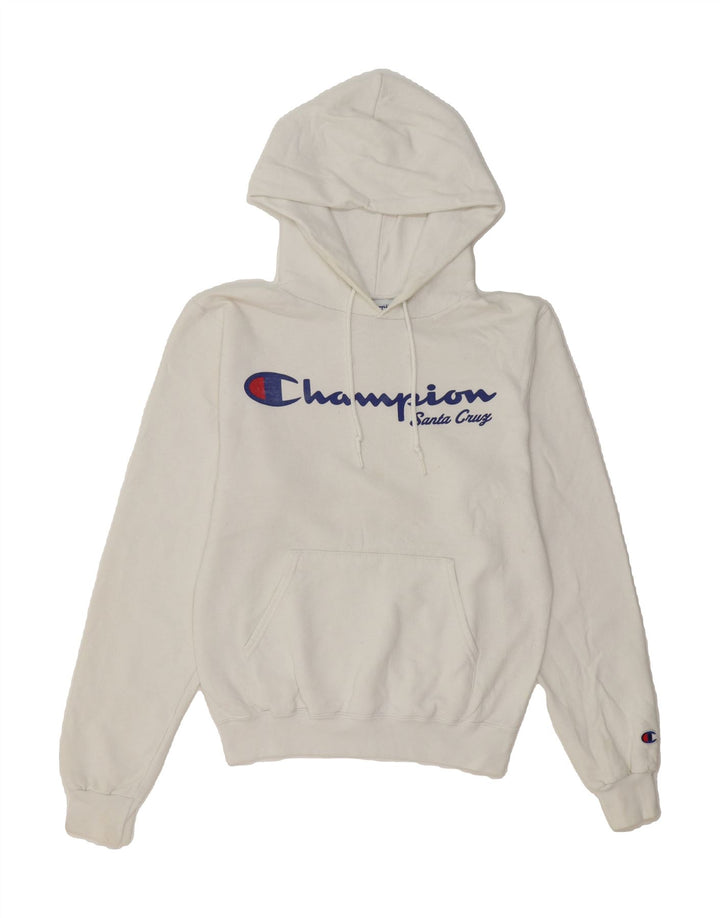 CHAMPION Mens Graphic Hoodie Jumper XS White Vintage Champion and Second-Hand Champion from Messina Hembry 