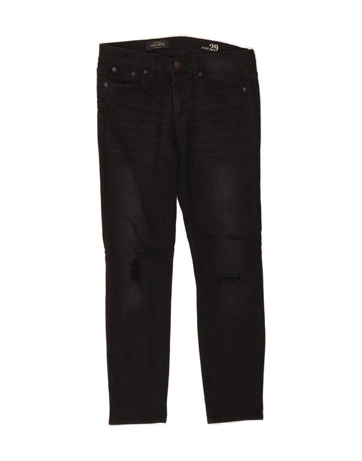 J. CREW Womens Toothpick Distressed Skinny Jeans W29 L28 Black Vintage J. Crew and Second-Hand J. Crew from Messina Hembry 