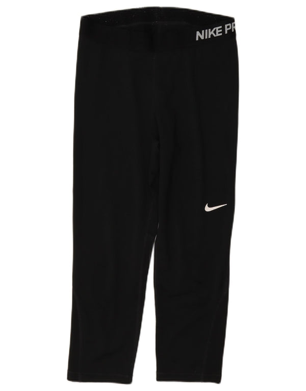 Nike Damen Dri Fit Graphic Capri Leggings UK 12 Medium Schwarz