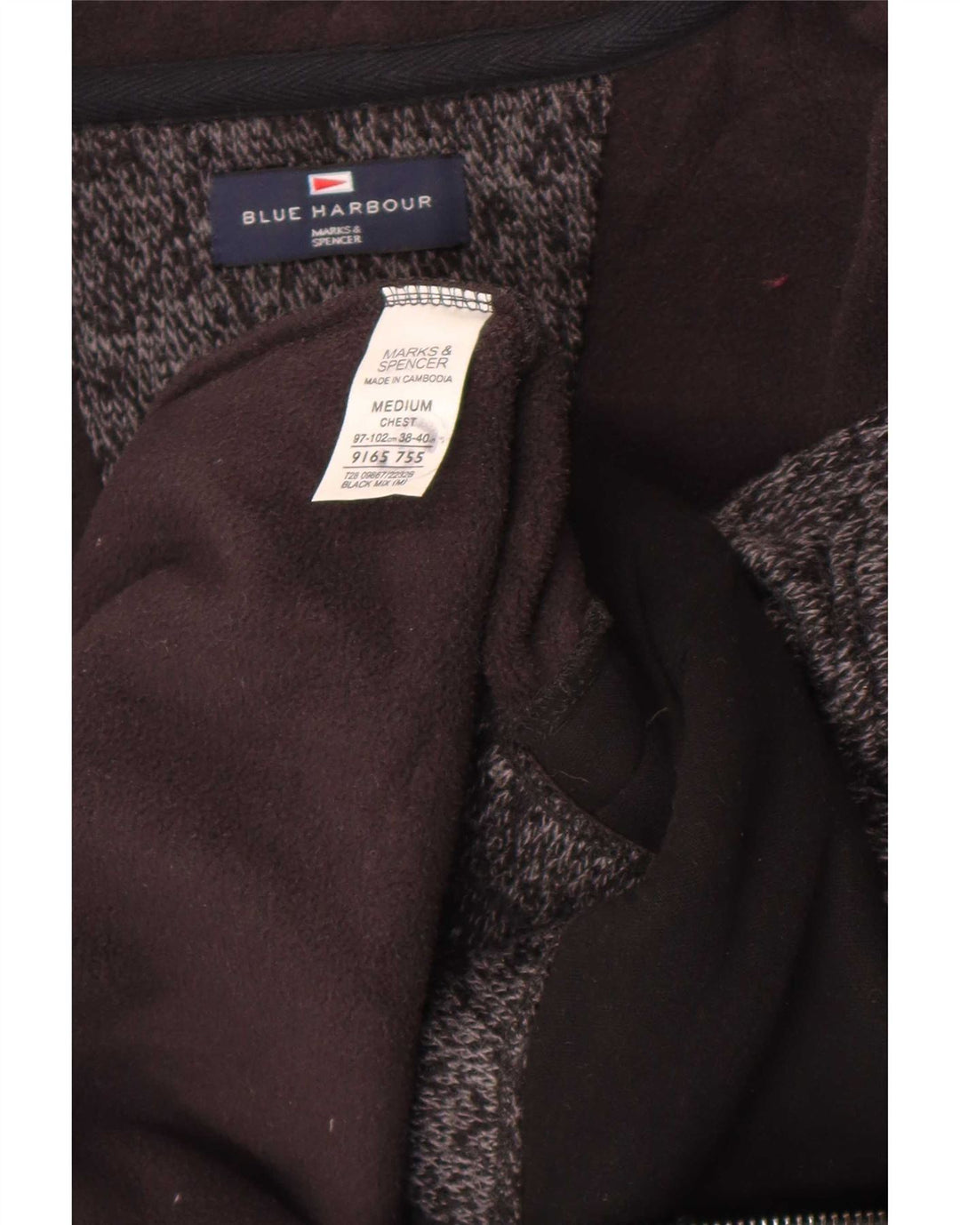 Marks & Spencer Herren-Trainingsanzug-Oberteil, mittelgroß, schwarz geflecktes Acryl