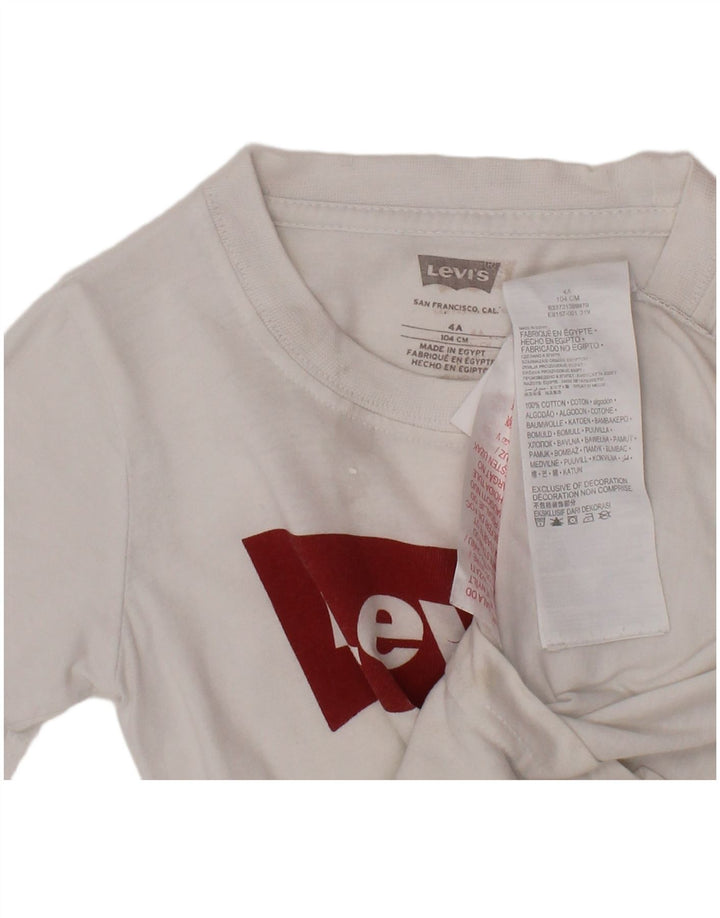 LEVI'S Jungen-T-Shirt mit Grafik, 3–4 Jahre, weiße Baumwolle