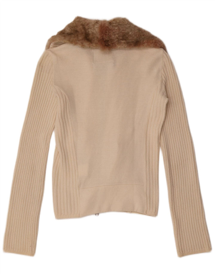Woolrich Damen-Cardigan-Pullover UK 10 Small Off White Cotton