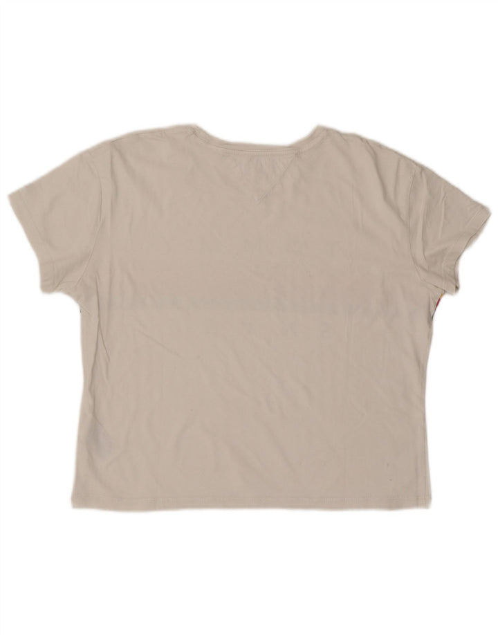TOMMY HILFIGER Damen Grafik T-Shirt Top UK 14 Mittelweiße Baumwolle