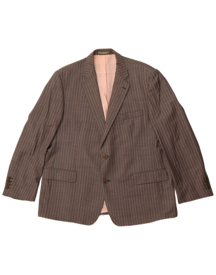 Magee Herren-Blazer mit 2 Knöpfen, IT 46, kleine graue Nadelstreifen-Schurwolle