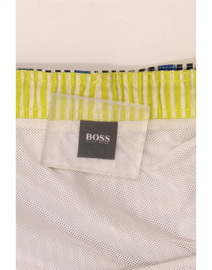 Hugo Boss Herren-Badeshorts, groß, blau gestreift