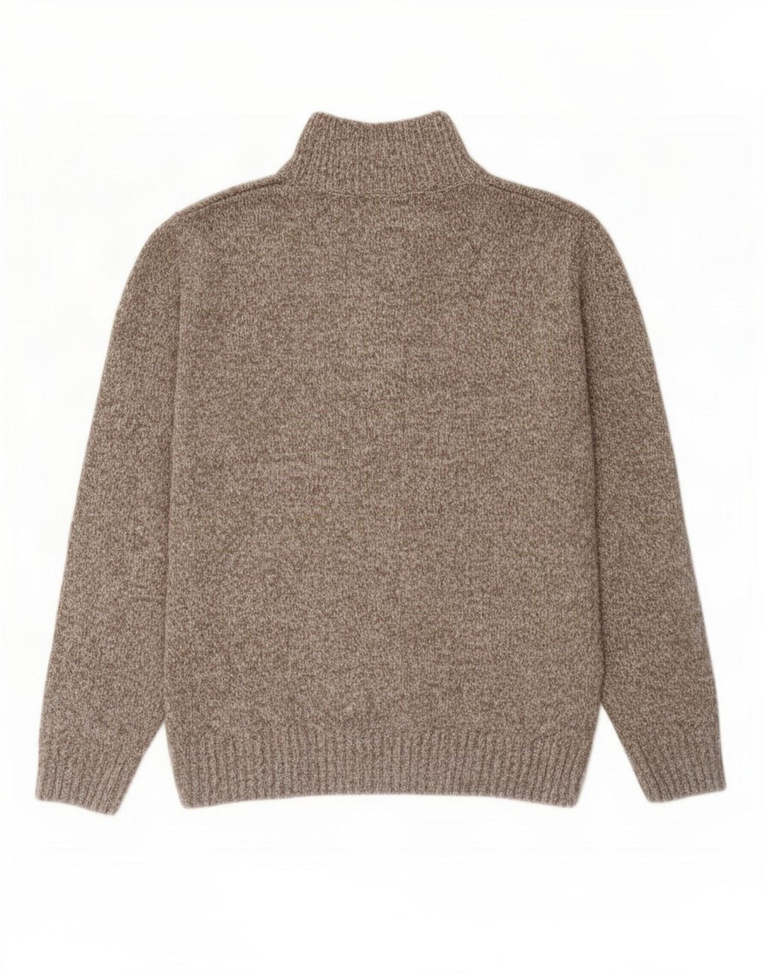 Marks & Spencer Herren-Pullover mit Knopfkragen, mittelbraun gefleckt