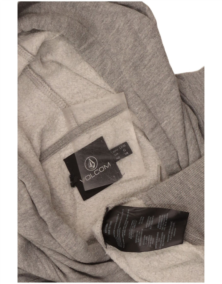 Volcom Damen Kapuzenpullover US 10 Large Graue Baumwolle