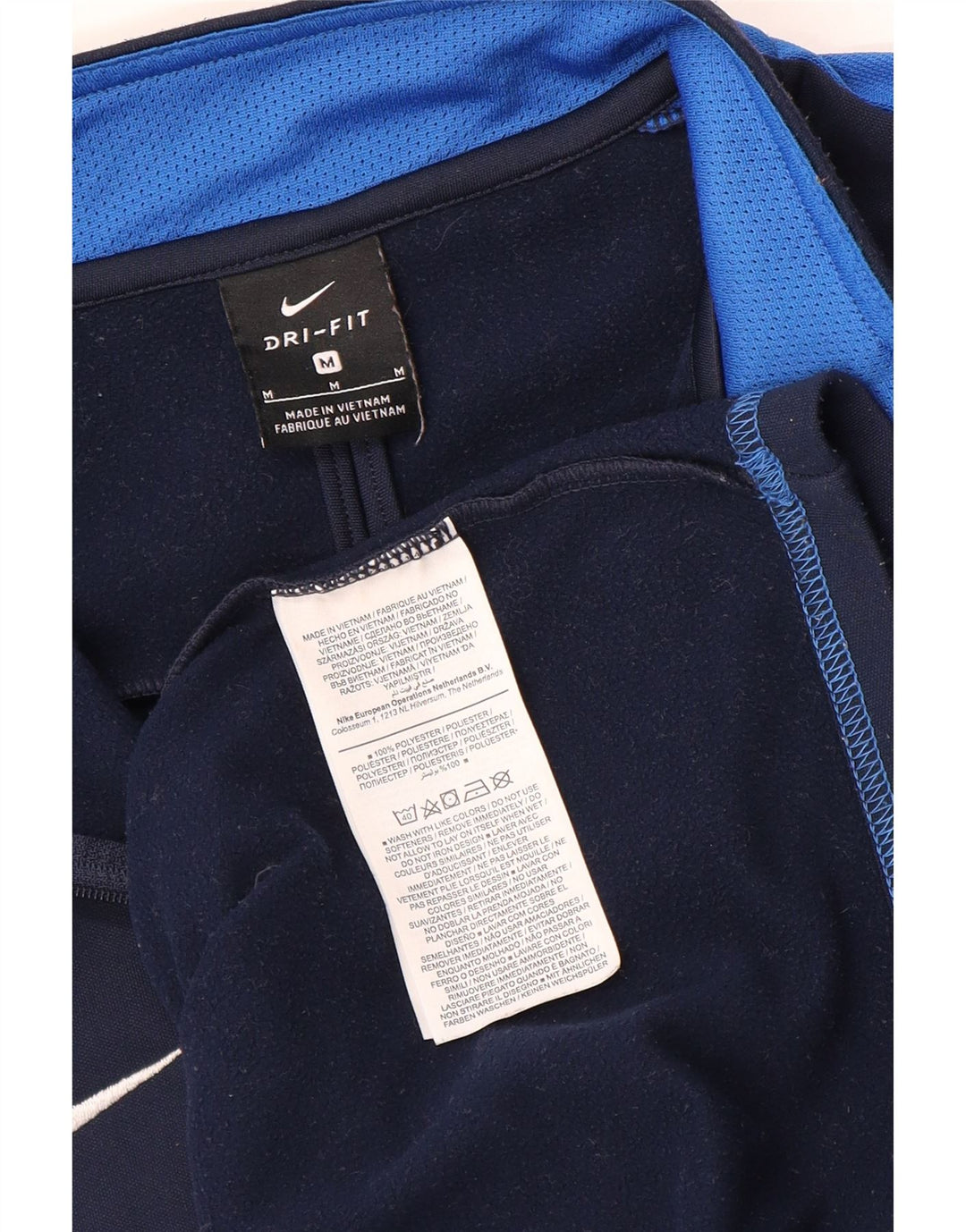 NIKE Herren-Sweatshirt mit Dri-Fit-Ausschnitt und Reißverschluss, mittlerer Marineblau-Farbblock