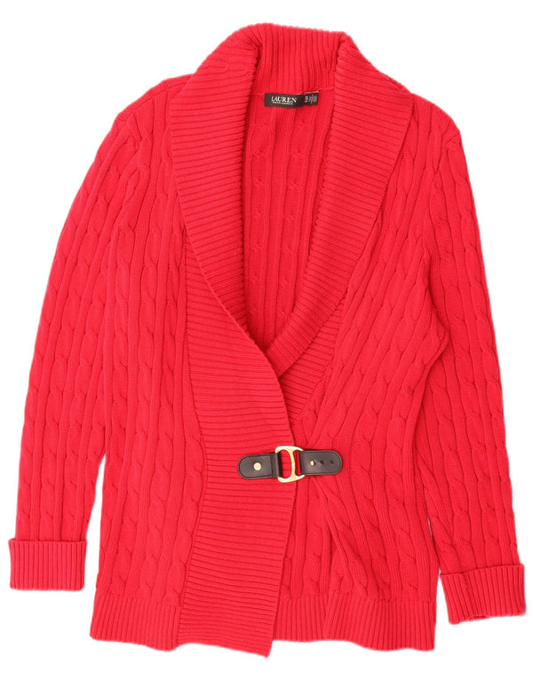 Ralph Lauren Damen Longline Cardigan Pullover UK 18 XL Rote Baumwolle