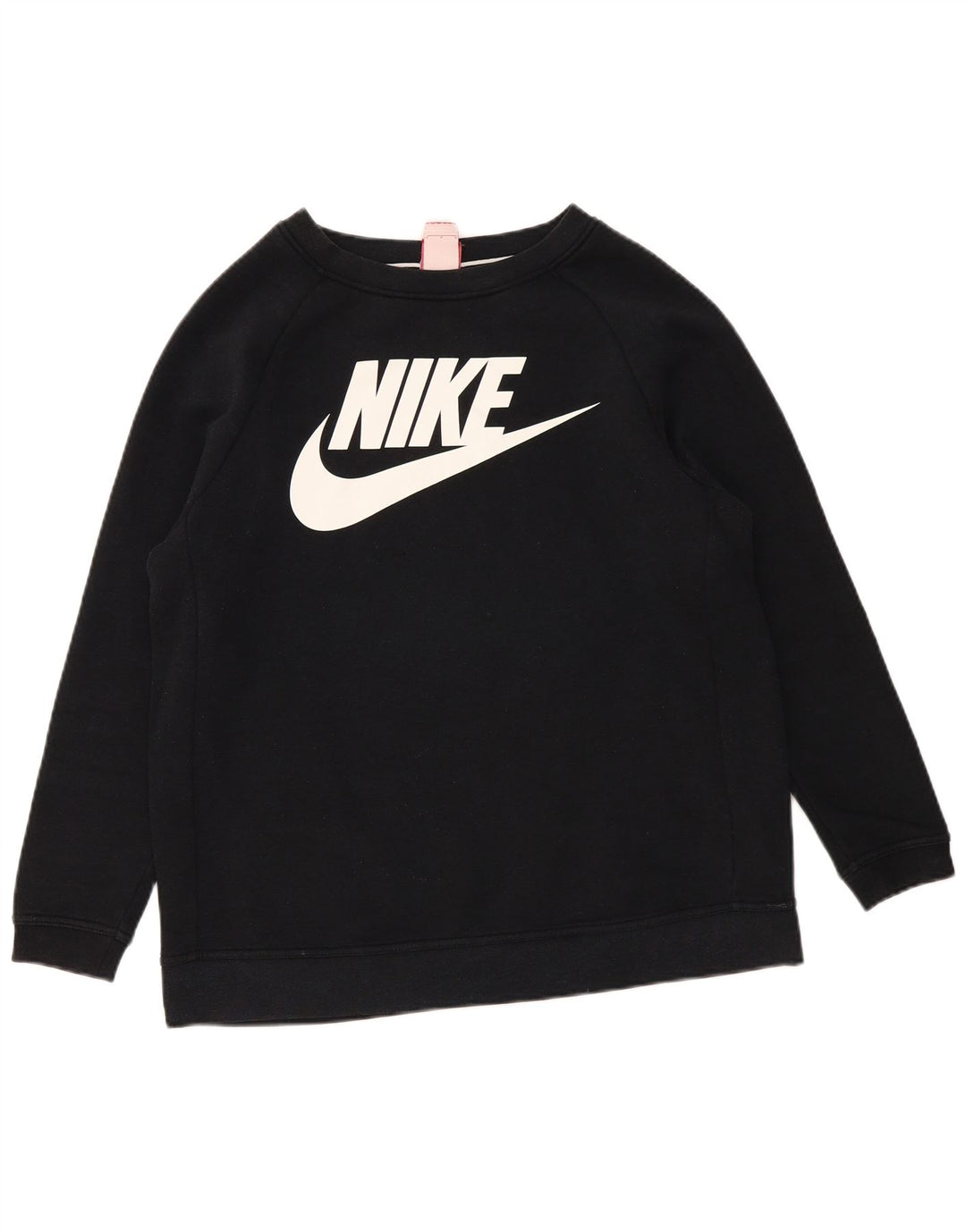 NIKE Womens Graphic Sweatshirt Jumper UK 16 Large Black Cotton