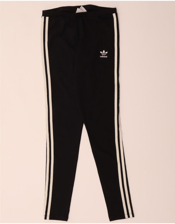 Adidas Damen Leggings UK 10 Small Schwarz Baumwolle