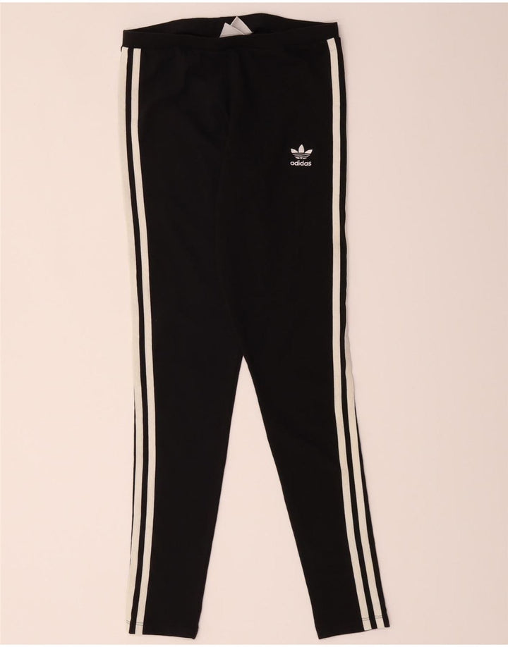 Adidas Damen Leggings UK 10 Small Schwarz Baumwolle