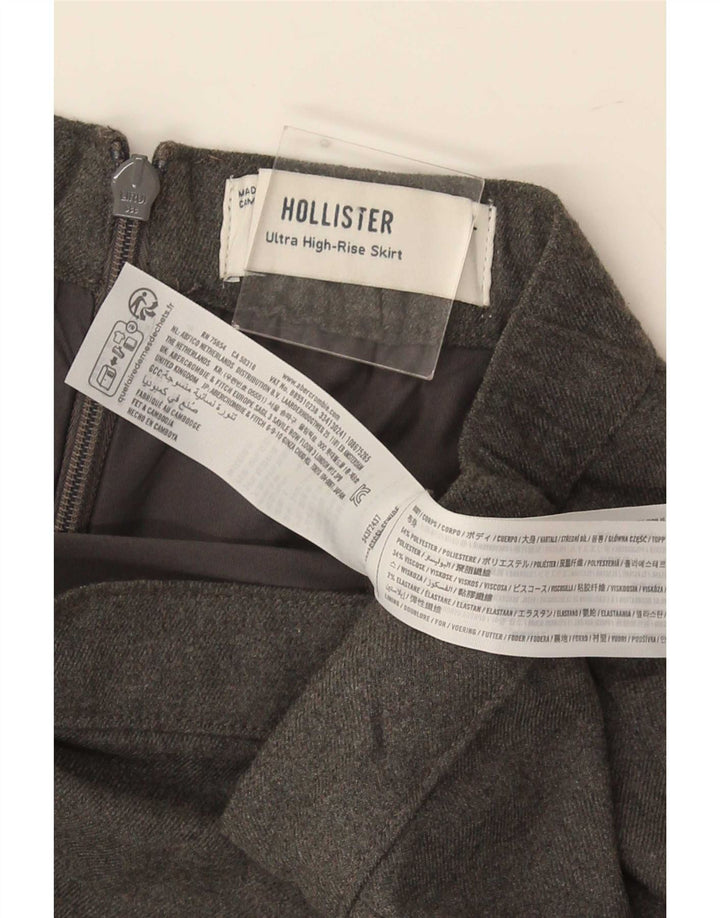 Hollister Damen Minirock UK 14 Large W30 Grau Polyester