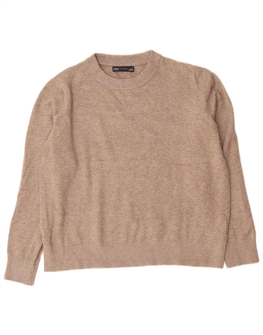 Marks & Spencer Damen-Pullover mit Rundhalsausschnitt, UK 14, Mittelgrau, Polyester