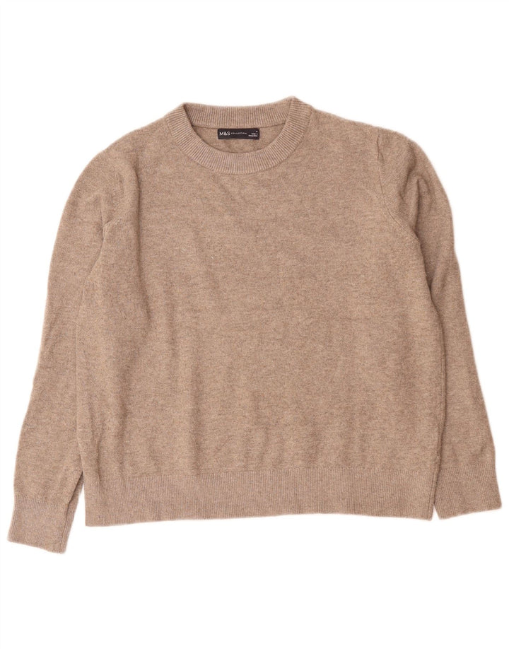 Marks & Spencer Damen-Pullover mit Rundhalsausschnitt, UK 14, Mittelgrau, Polyester