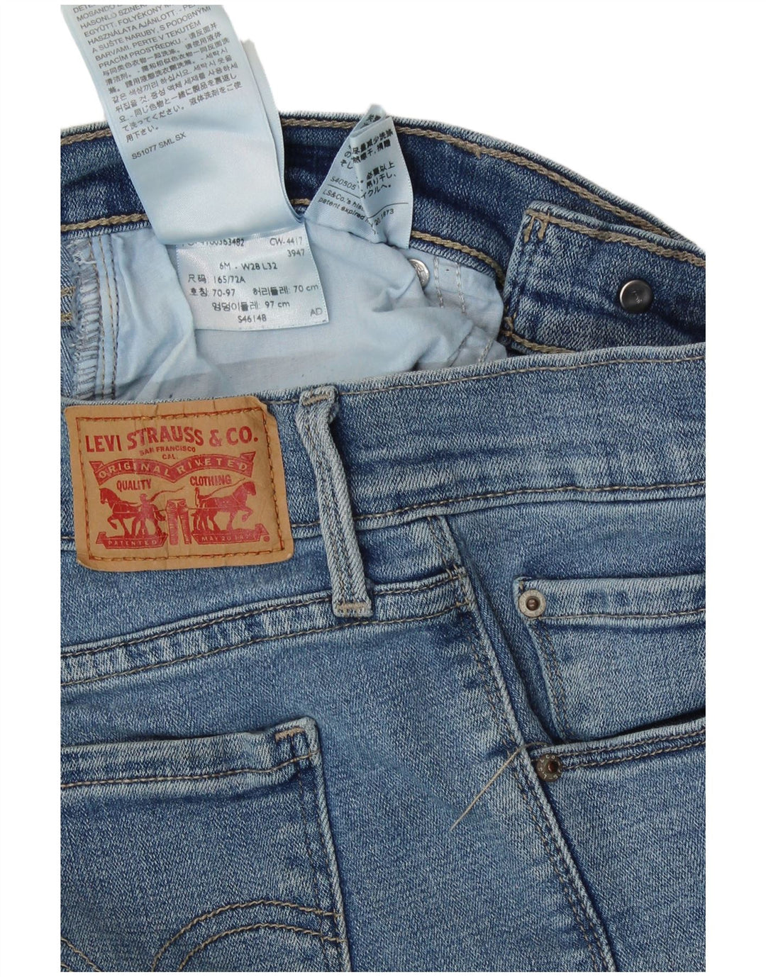 Levi's Damen 505 Straight Jeans US 6 Medium W28 L32 Blaue Baumwolle