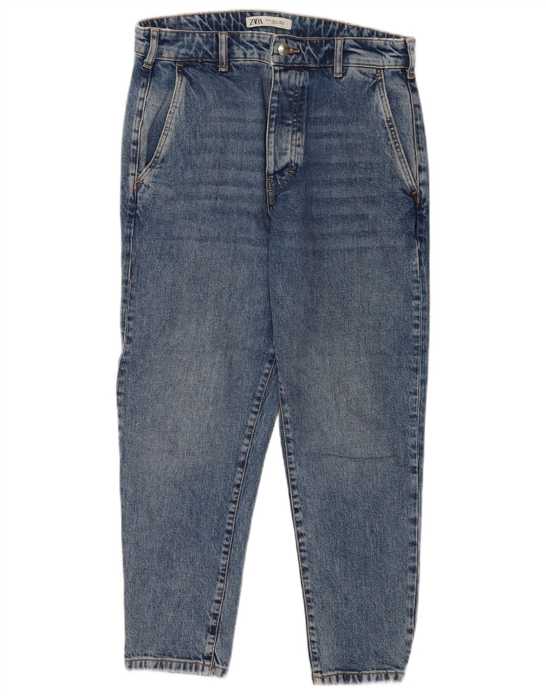 Zara Herren-Jeans, verkürzt, schmal zulaufend, EU 40, mittelgroß, W31, L25, Blau
