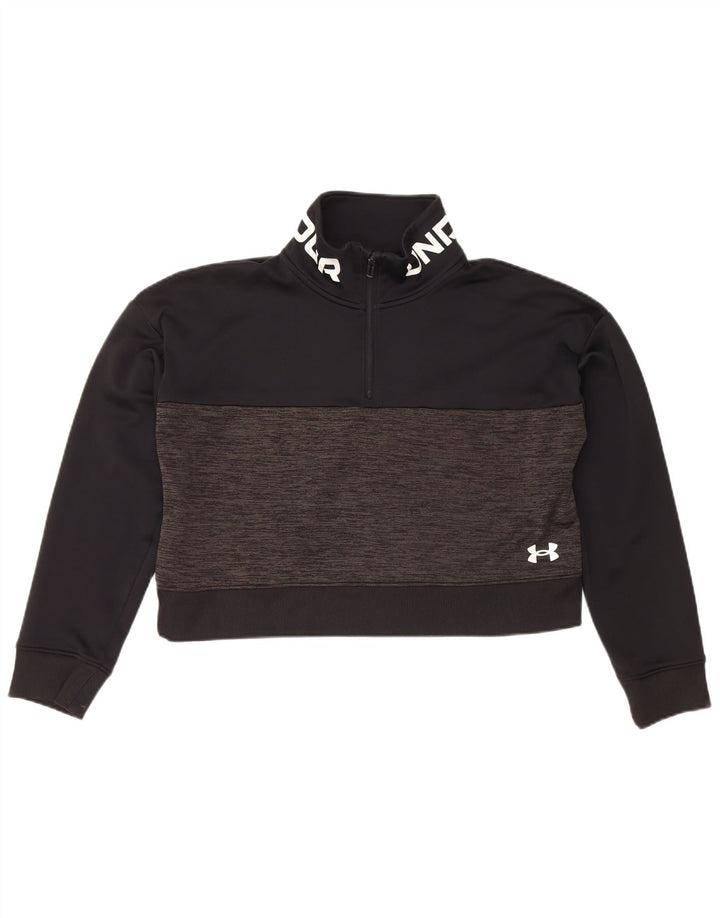 Under Armour Damen Crop Graphic Sweatshirt Pullover UK 14 Medium Schwarz