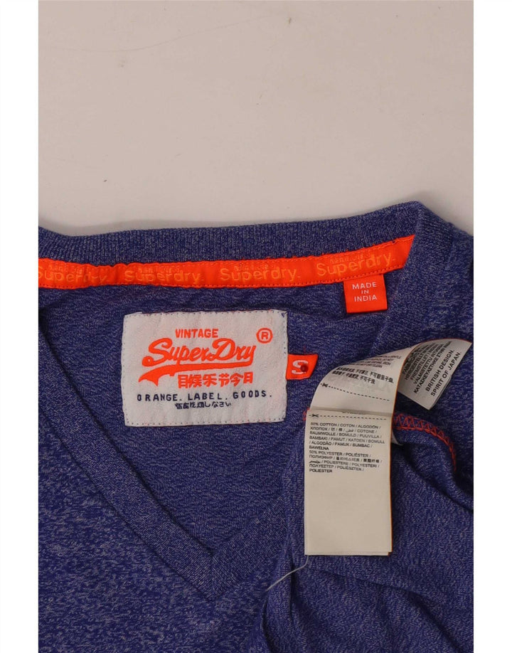 Superdry Herren-T-Shirt-Oberteil, klein, blau gefleckte Baumwolle