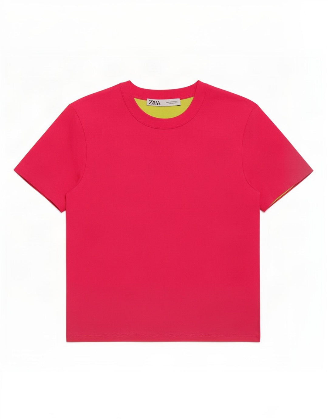 Zara Damen Crop T-Shirt Top UK 12 Mittelrosa Polyester