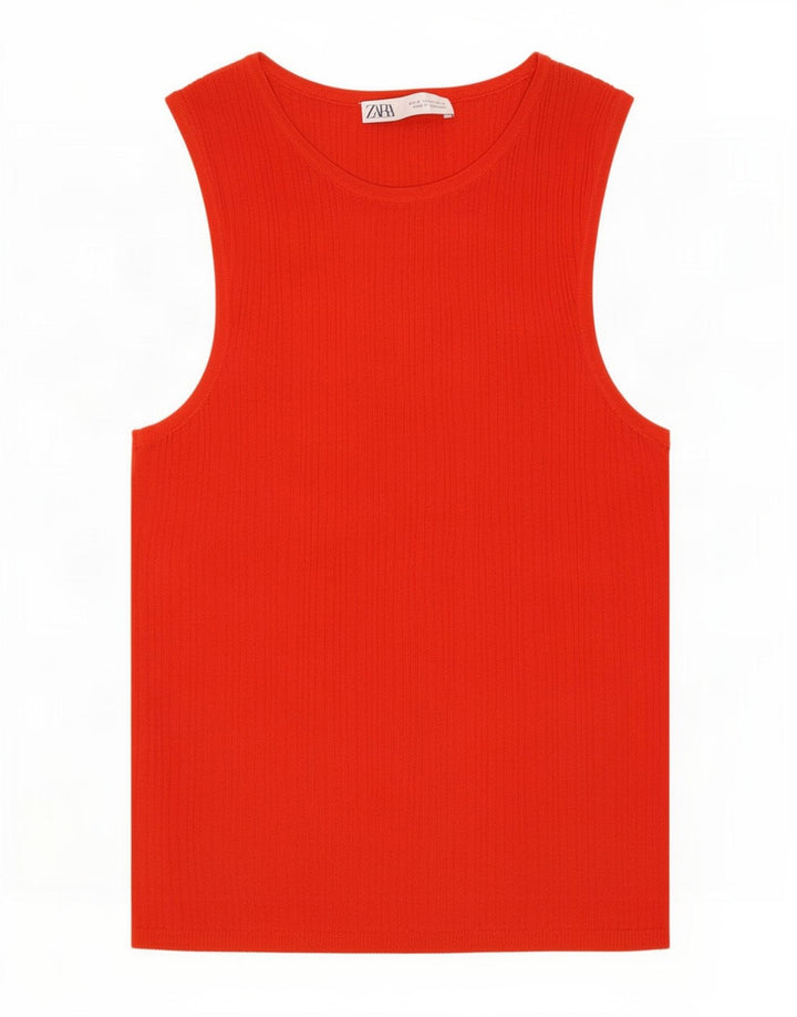 Zara Damen Weste Top UK 8 Small Orange Viskose