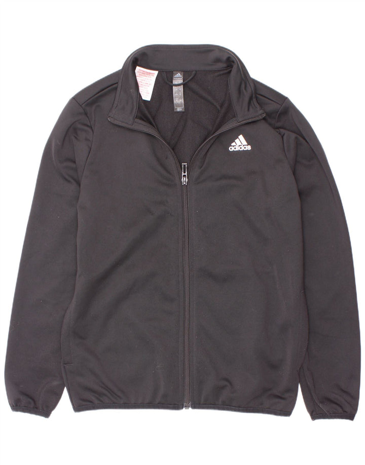 Adidas Jungen Grafik-Trainingsanzug-Top-Jacke, 9–10 Jahre, schwarzes Polyester