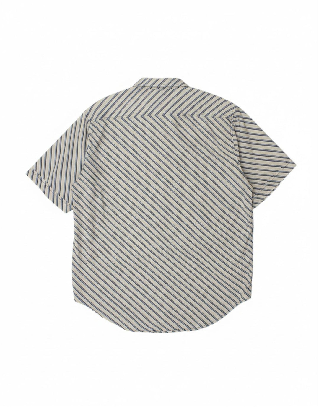TOM TAILOR Mens Short Sleeve Shirt XL White Striped Cotton