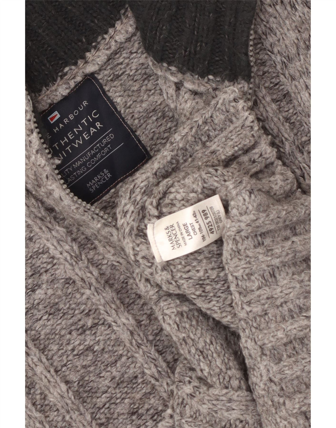 MARKS & SPENCER Herren-Pullover mit Reißverschluss, UK 41/43, Größe L, Grau