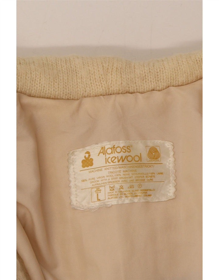 Alafoss Icewool Damen-Cardigan-Pullover UK 16 Large Off White Colourblock