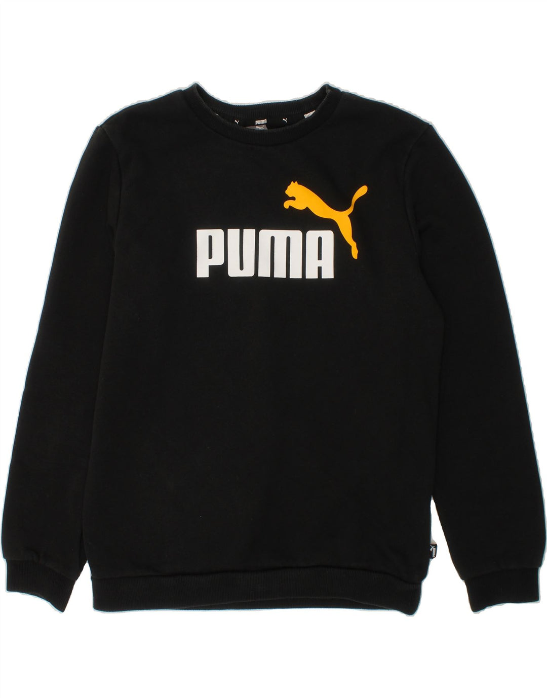 PUMA Boys Graphic Sweatshirt Jumper 13-14 Years Black Cotton Vintage Puma and Second-Hand Puma from Messina Hembry 