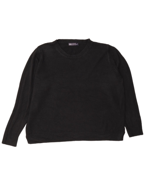 Marks & Spencer Damen-Pullover mit normaler Passform und Rundhalsausschnitt, Gr. 22 2XL, Schwarz