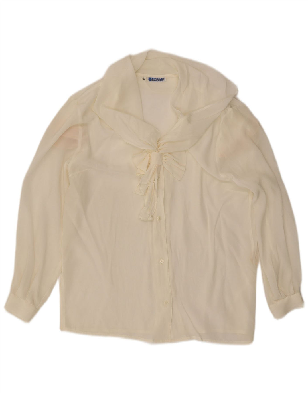 Lebole Damen-Hemdbluse mit vorderer Krawatte, IT 44, mittelweiße Seide