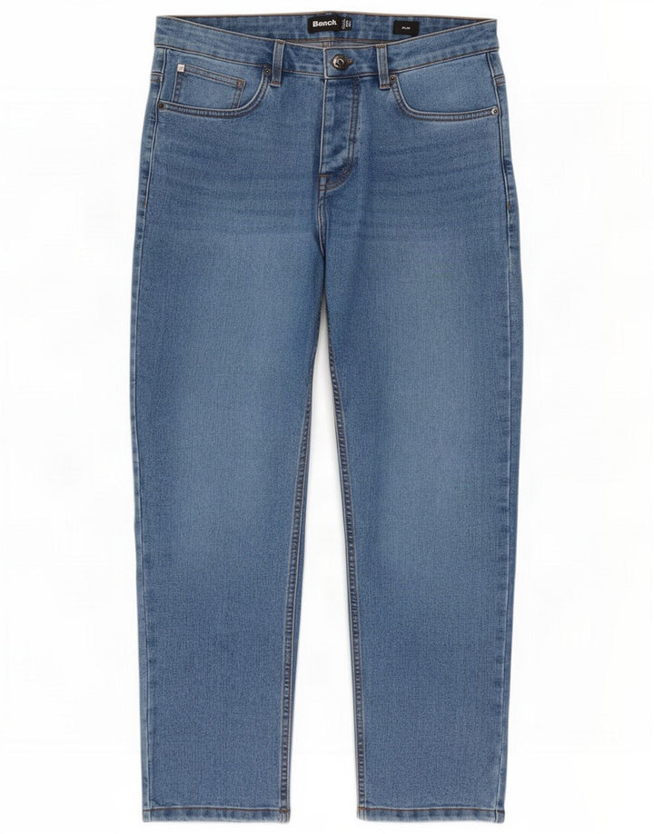 Bench Herren Straight Jeans W34 L32 Blaue Baumwolle