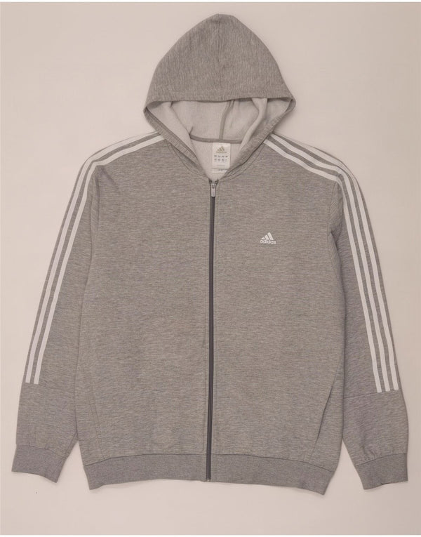 Adidas Herren Zip Hoodie Pullover 2XL Grau gefleckte Baumwolle