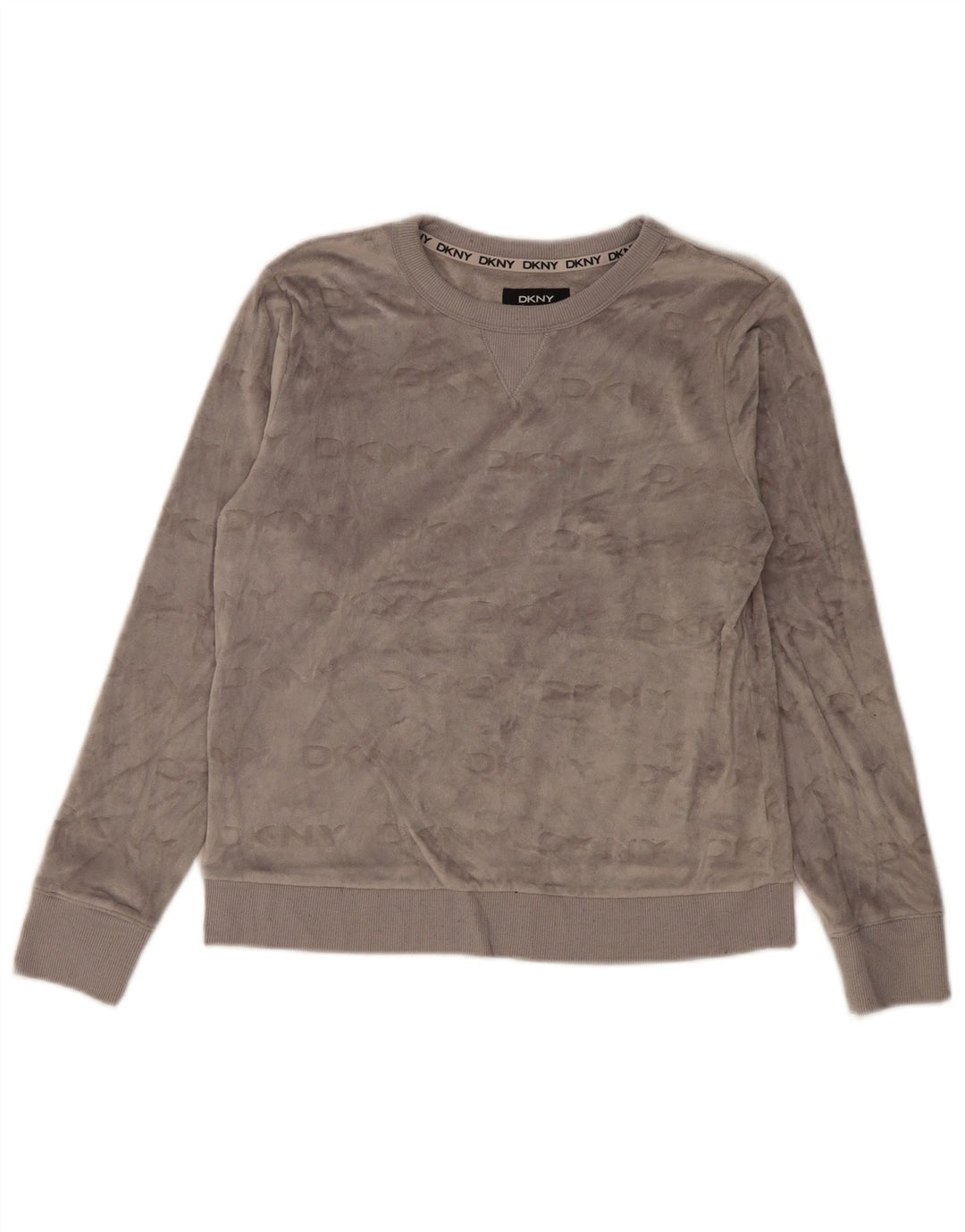 Dkny Damen-Sweatshirt aus grafischem Velours, Gr. 10, Größe S, grau, Polyester