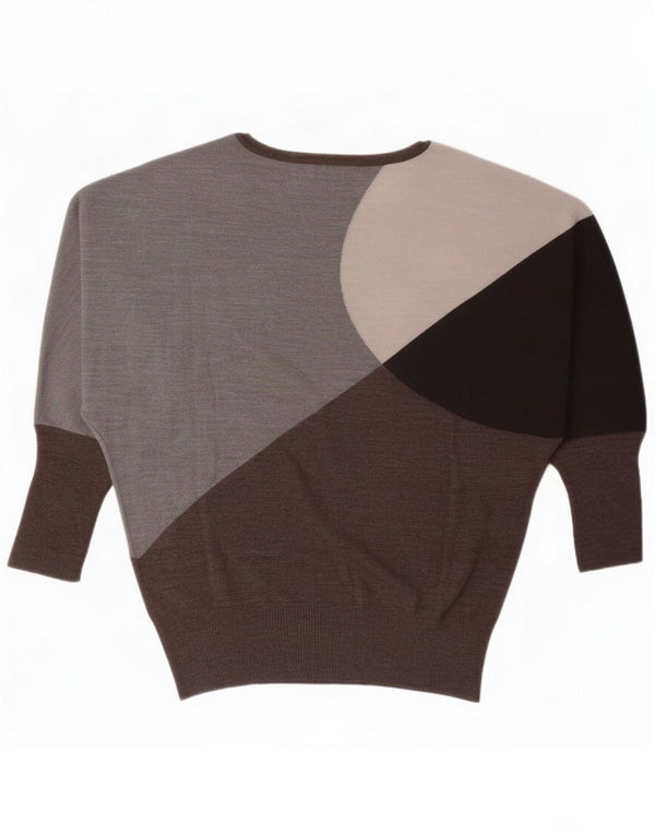Krizia Damen-Pullover mit U-Boot-Ausschnitt, UK 10, Klein, Grau, Farbblock