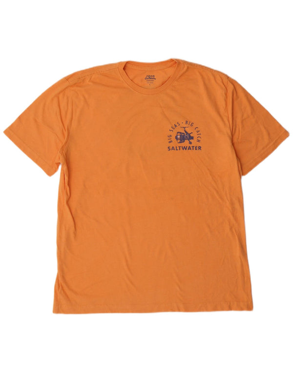 Izod Herren Salt Water Relaxed Fit Graphic T-Shirt Top Large Orange Cotton