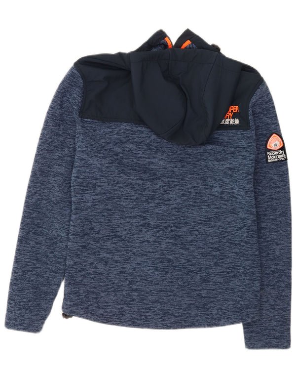 Superdry Mens Hooded Tracksuit Top Jacket Small Blue Flecked Sports