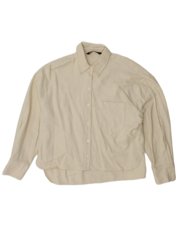 Zara Damen-Oversize-Hemd UK 6 XS aus weißer Baumwolle