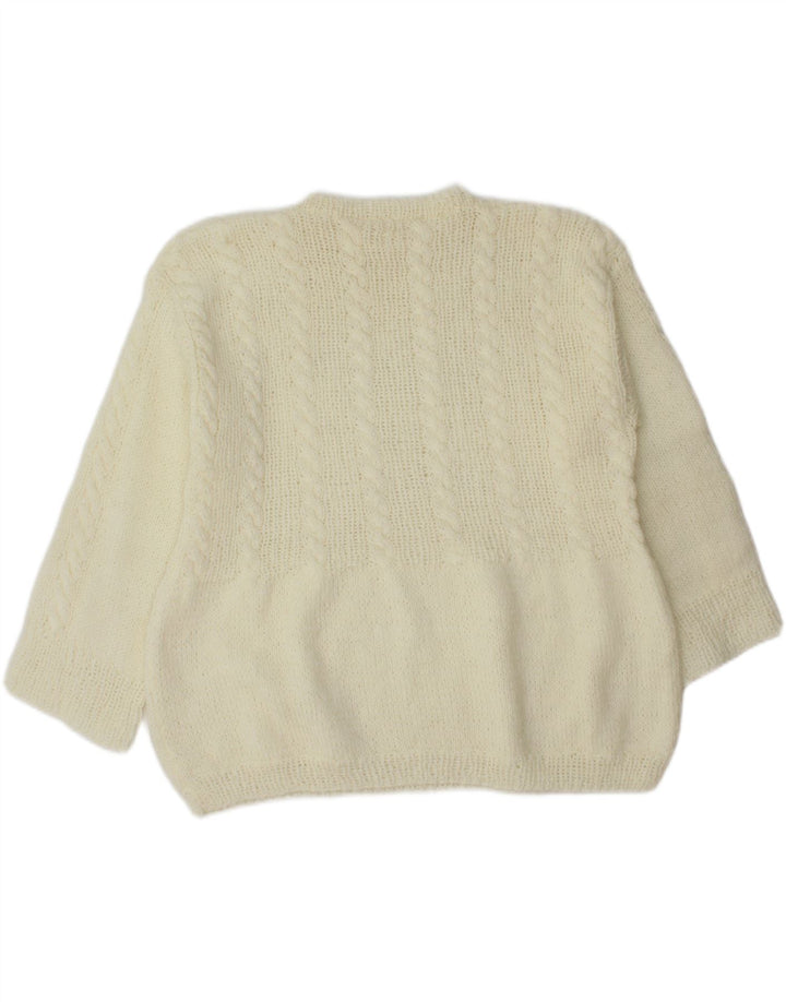 VINTAGE Womens Crew Neck Jumper Sweater UK 16 Large White Vintage Vintage and Second-Hand Vintage from Messina Hembry 