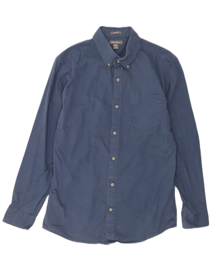 Eddie Bauer Herren-Hemd mit klassischer Passform, mittelblaue Baumwolle