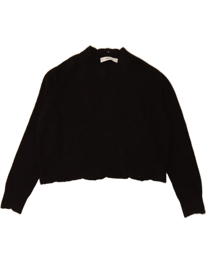 ZARA Womens Oversized Crop Turtle Neck Jumper Sweater UK 14 Medium Black Vintage Zara and Second-Hand Zara from Messina Hembry 