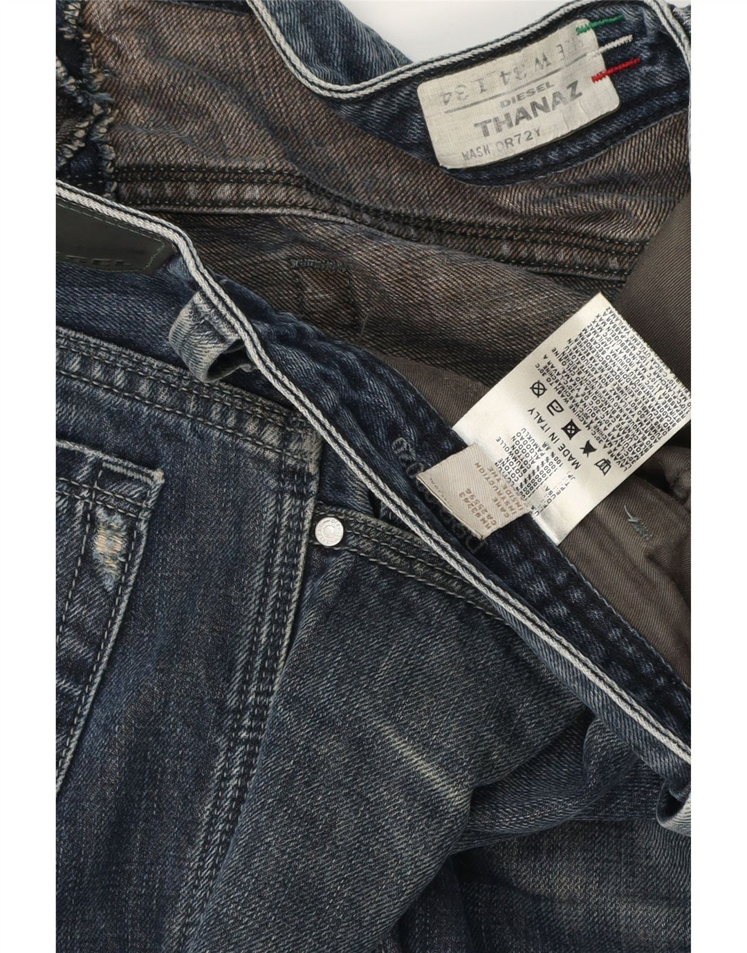 DIESEL Herren Thanaz Slim Jeans W34 L28 Blaue Baumwolle
