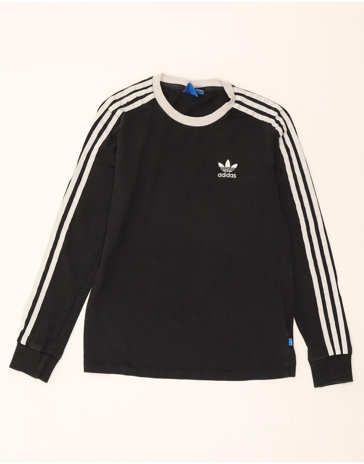 ADIDAS Damen Top Langarm UK 6 XS Schwarz Baumwolle