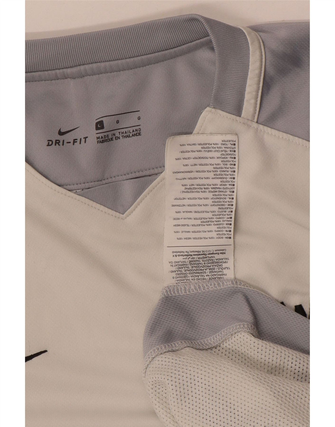 Nike Herren Dri Fit Grafik-Oberteil, langärmelig, groß, weißes Farbblock-Polyester