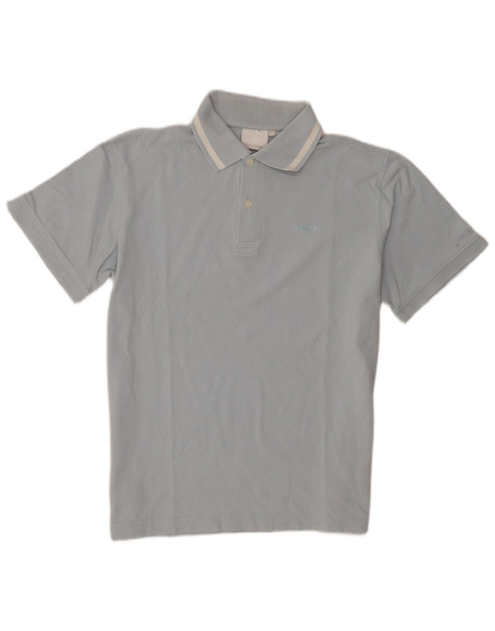 Diadora Herren Kurzarm-Poloshirt mit normaler Passform, mittelblaue Baumwolle