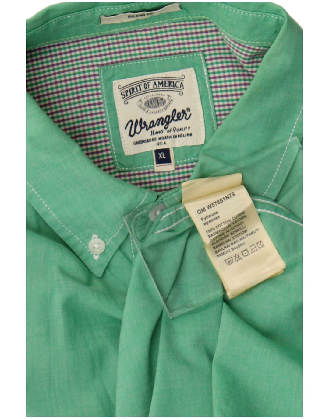 Wrangler Herren-Hemd mit regulärer Passform, XL, grüne Baumwolle
