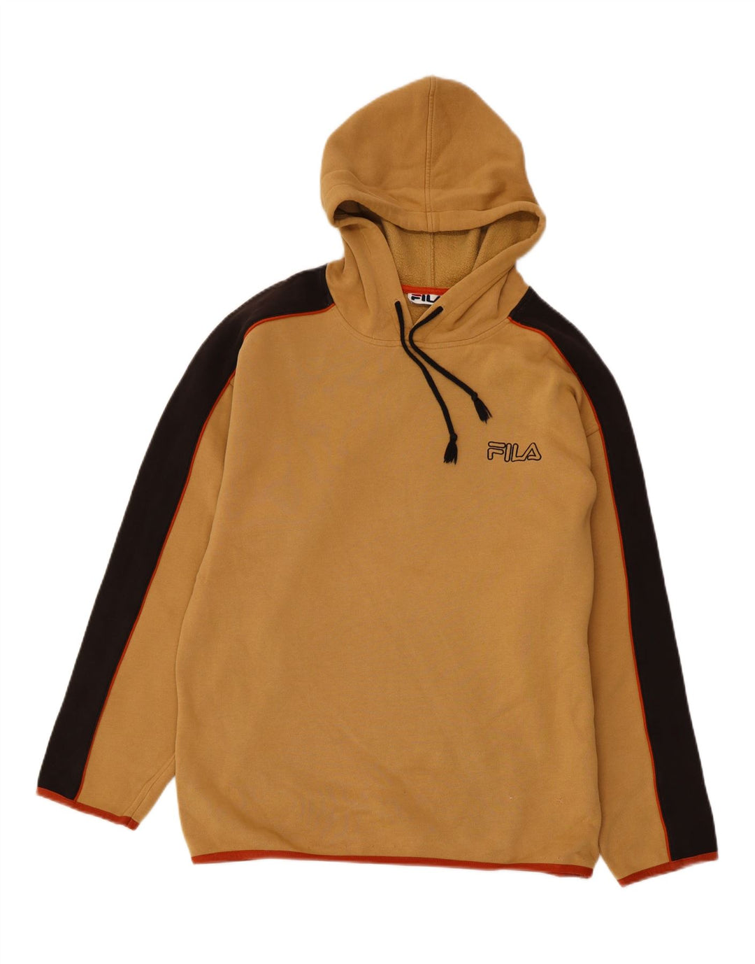 FILA Herren-Kapuzenpullover aus mittelbeigefarbener Colourblock-Baumwolle