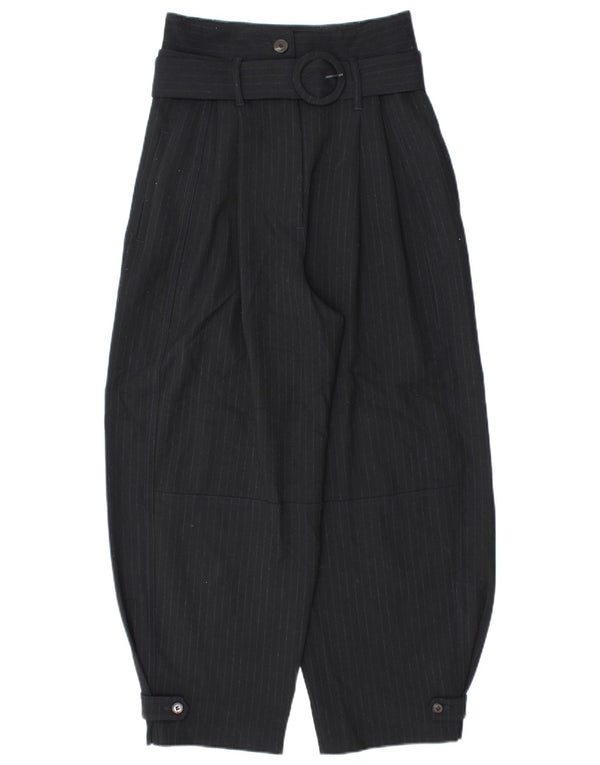 Zara Damen-Haremshose, klein, W26, L25, marineblaues Nadelstreifen-Polyester